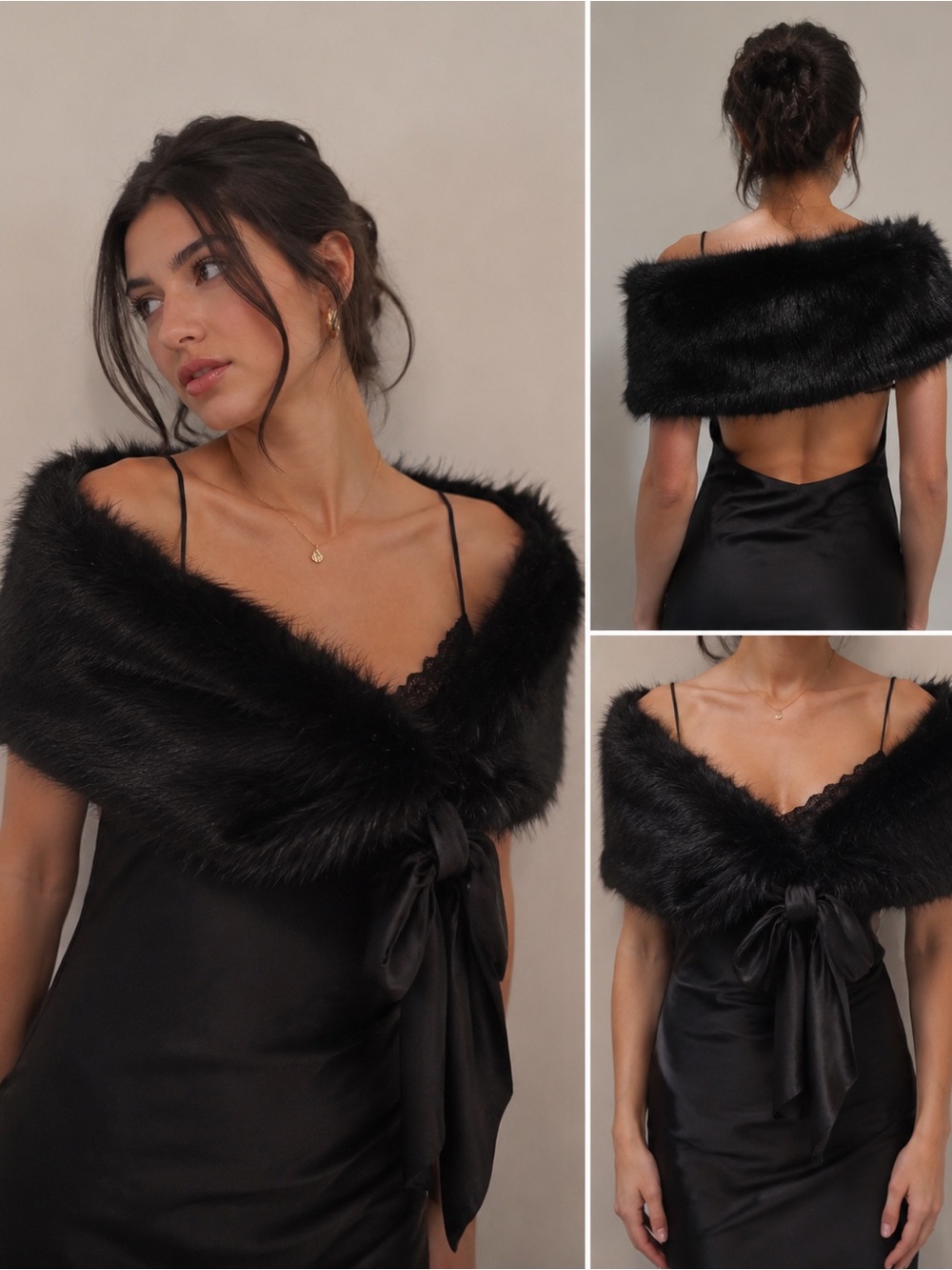 NWT Windsor Black Faux Fur Wrap